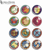 12pcs Zodiac Mix Glass Cabochons Jewelry Findings Snap Button Charm Bracelet