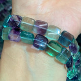 10mm 14mm Natural Fluorite Stone Beads 15'' Faceted Square