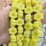 10mm 18mm Sun Flower Smile Face Ceramic Beads DIY Jewelry Making