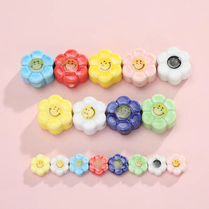 10mm 18mm Sun Flower Smile Face Ceramic Beads DIY Jewelry Making