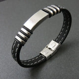 10mm Silicone Bracelet Men Steel ID Bangles Wristband