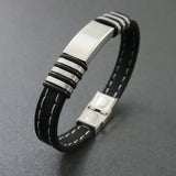 10mm Silicone Bracelet Men Steel ID Bangles Wristband