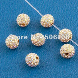White AB Rhinestone Disco Balls Charms Beads 10mm & 12mm