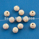 White AB Rhinestone Disco Balls Charms Beads 10mm & 12mm