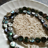 10mm Abalone Shell Bead Strand 36pcs Flat Round Jewelry Charms
