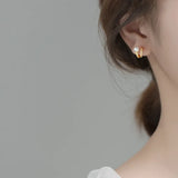 18k REAL Sterling Silver Double Rows Shell Pearl Stud Earrings