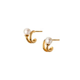 18k REAL Sterling Silver Double Rows Shell Pearl Stud Earrings