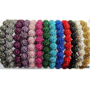 10mm 5pcs/lot Multicolor Crystal Disco Pave Ball Bead Bracelets for Men Women