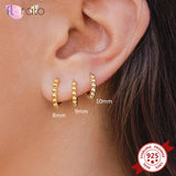 925 Sterling Silver Ear Buckle Ball Hoop Earrings for Women