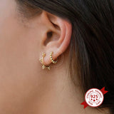 925 Sterling Silver Ear Buckle Ball Hoop Earrings for Women