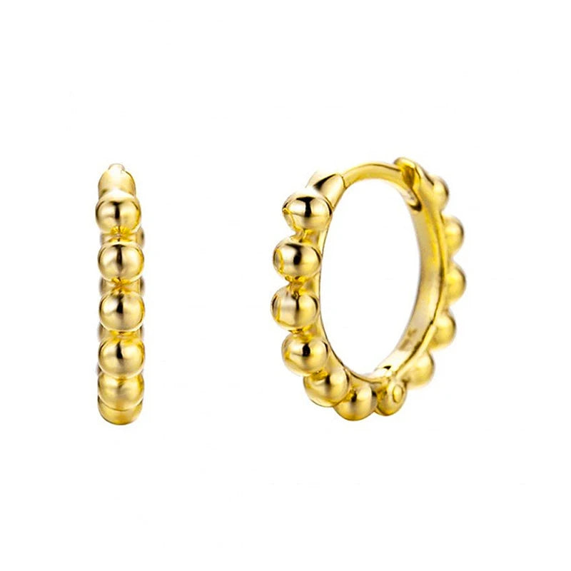 925 Sterling Silver Ear Buckle Ball Hoop Earrings for Women