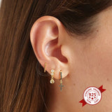 925 Sterling Silver Ear Buckle Ball Hoop Earrings for Women