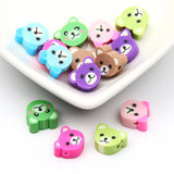 10mm Animal Polymer Clay Beads Flat Round Bear Loose Spaced For DIY Jewelry
