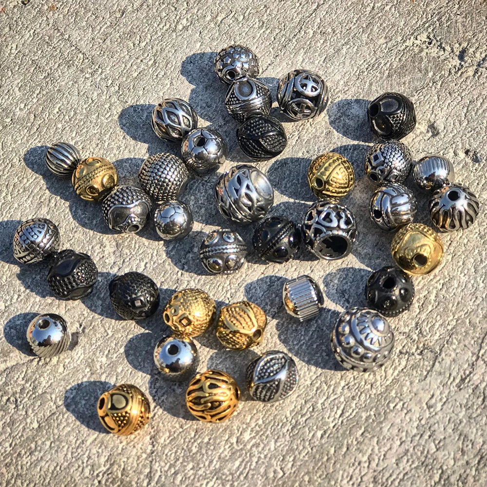 10mm Stainless Steel Vintage Beads for Bracelet Jewelry Making