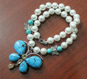 10mm Beizhu Pine Stone Butterfly Pendant Necklace