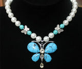 10mm Beizhu Pine Stone Butterfly Pendant Necklace