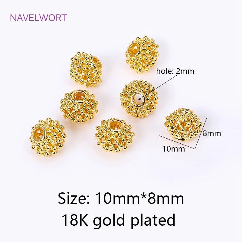 10mm Brass 18K Plated Hollow Spacer Beads for Jewelry Making