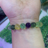 10mm Carved Natural Fluorite Stone Bracelet - Gemstone Jewelry Bracelet