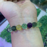 10mm Carved Natural Fluorite Stone Bracelet - Gemstone Jewelry Bracelet