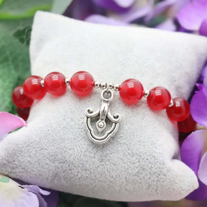 10mm Red Beads Chalcedony Bracelet for Women