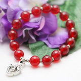 10mm Red Beads Chalcedony Bracelet for Women