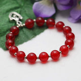 10mm Red Beads Chalcedony Bracelet for Women
