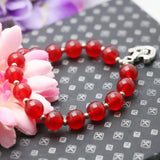 10mm Red Beads Chalcedony Bracelet for Women