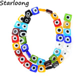 10mm Mixed Square Flat Evil Eye Beads Lampwork Glass for DIY Jewelry