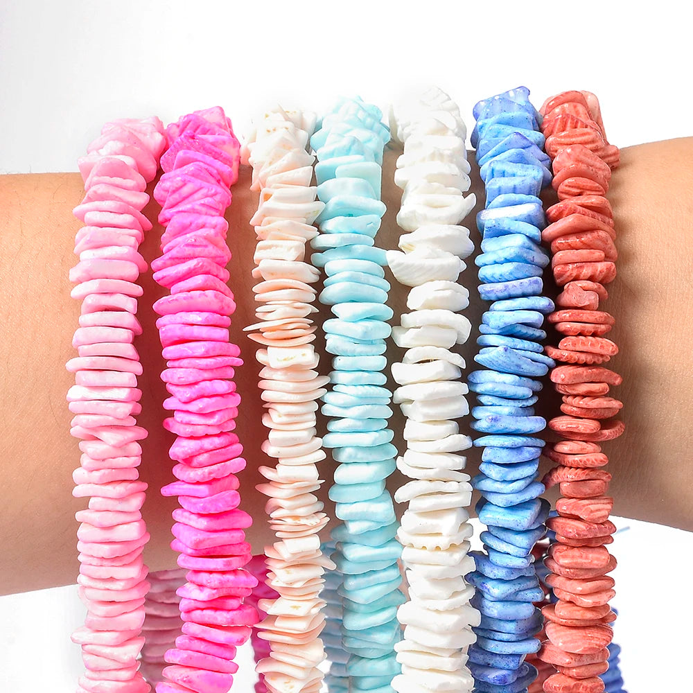 10mm Colored Shell Beads Irregular Square Spacer Beads