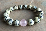 10mm Dalmatian Jaspers and RoseQuartz Couples Bracelets
