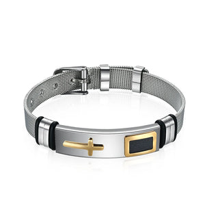 10mm Cross Prayer Mesh Bracelet Stainless Steel Strap Watch Belt Chain Wrist Ban