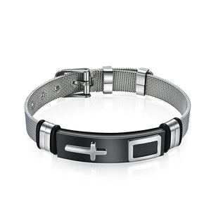 10mm Cross Prayer Mesh Bracelet Stainless Steel Strap Watch Belt Chain Wrist Ban