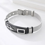 10mm Cross Prayer Mesh Bracelet Stainless Steel Strap Watch Belt Chain Wrist Ban