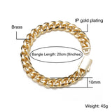 10mm Cuban Chain Mens Bracelet Brass 7/8/9inches Width Bracelets