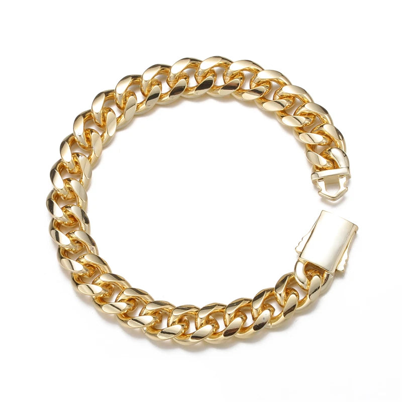 10mm Cuban Chain Mens Bracelet Brass 7/8/9inches Width Bracelets