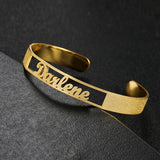 10mm Name Bracelet - Stainless Steel Frosted Adjustable Bangle for Men