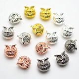 10mm Owl Metal Charm Spacer Beads DIY Jewelry Findings 50pc/Lot