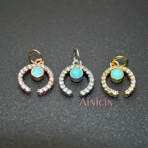 10mm Crescent Moon Charms Rose Silver Rhinestone Crystal 20pcs