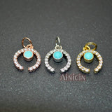 10mm Crescent Moon Charms Rose Silver Rhinestone Crystal 20pcs