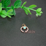 10mm Crescent Moon Charms Rose Silver Rhinestone Crystal 20pcs