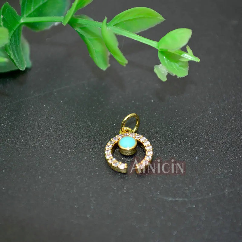 10mm Crescent Moon Charms Rose Silver Rhinestone Crystal 20pcs