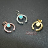 10mm Crescent Moon Charms Rose Silver Rhinestone Crystal 20pcs