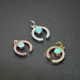10mm Crescent Moon Charms Rose Silver Rhinestone Crystal 20pcs