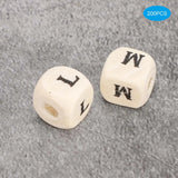 10mm Wooden Cube Craft Beads with Letter Printed - DIY Jewelry Making