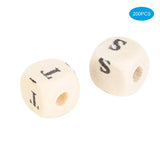 10mm Wooden Cube Craft Beads with Letter Printed - DIY Jewelry Making