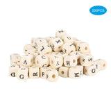 10mm Wooden Cube Craft Beads with Letter Printed - DIY Jewelry Making