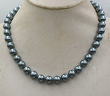10mm Dark Gray South Sea Shell Pearl Necklace 36 Inches Long