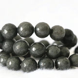 10mm Dark Gray Stone Faceted Round Beads