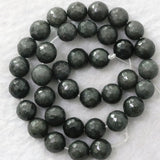 10mm Dark Gray Stone Faceted Round Beads