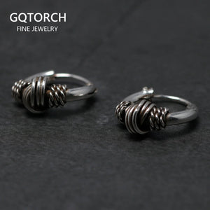10mm Ear Bone Earrings 925 Sterling Silver Hoop Earrings Retro Punk Jewelry